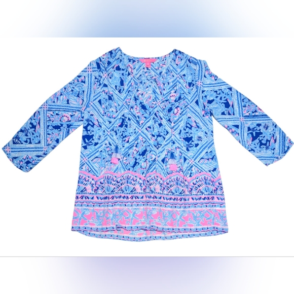 Lilly Pulitzer Marilina Tunic Topin Meet Me on the Dock | Size Small - Picture 3 of 4